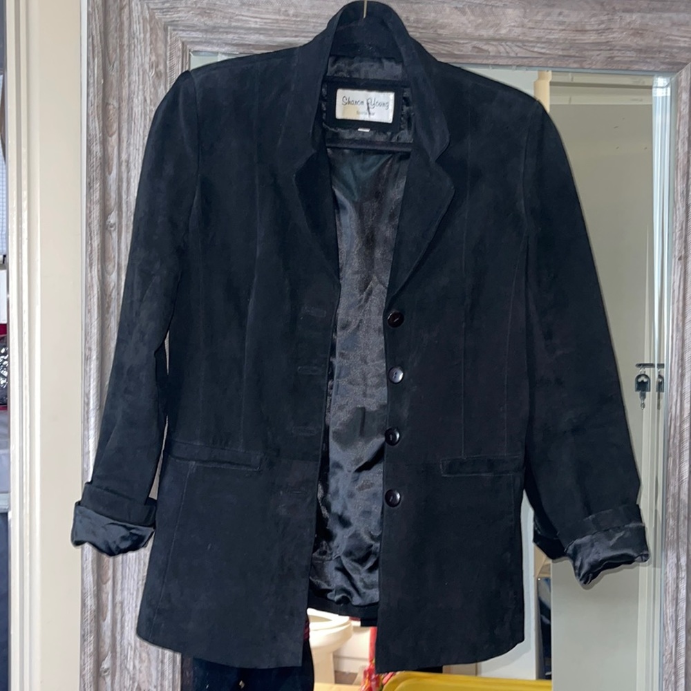 Vintage black genuine suede jacket size medium